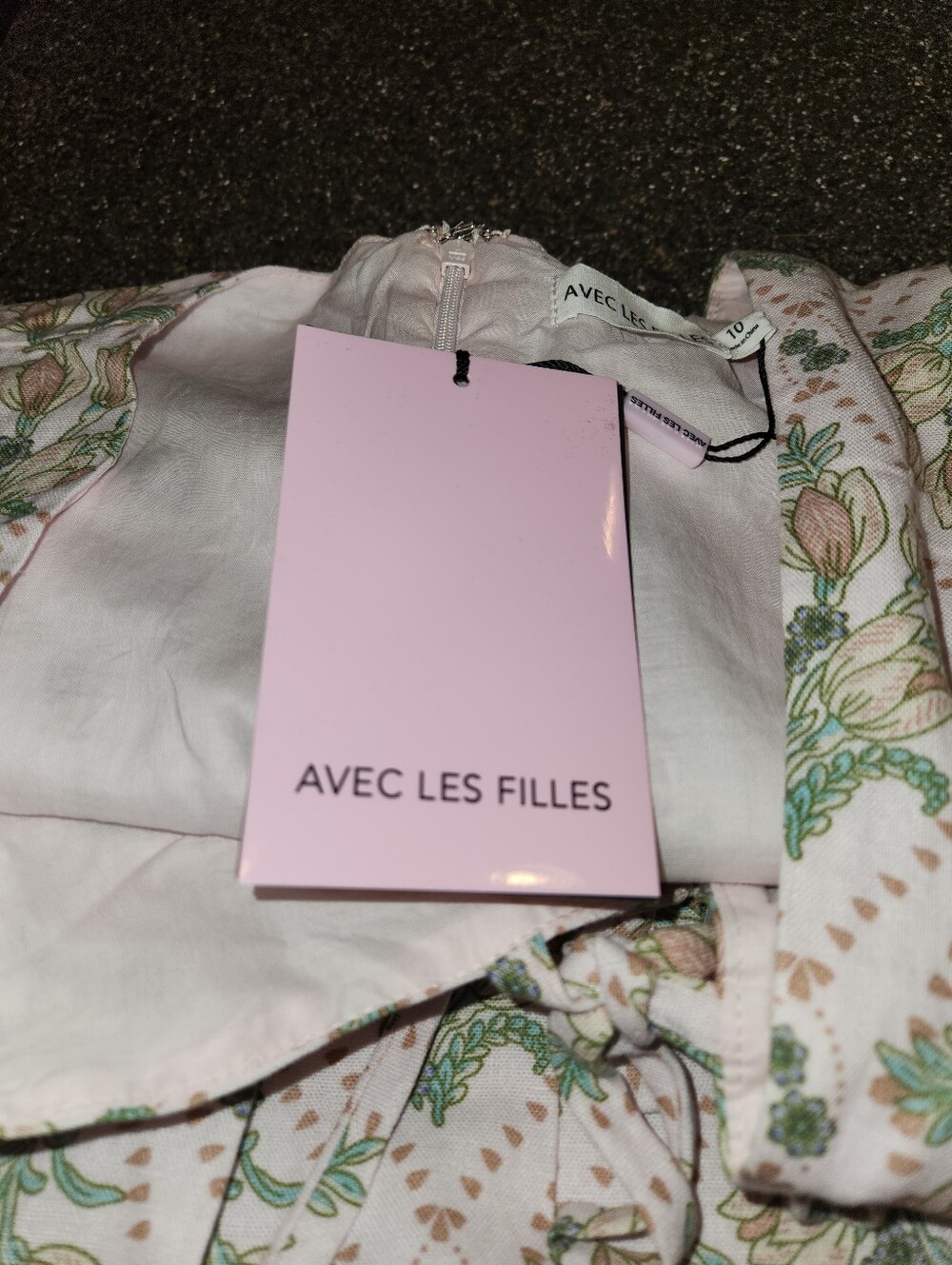 NWT Avec Les Filles Fit & Flare Linen Blend Maxi Dress Size 10 Tulip Tapestry - Picture 11 of 14